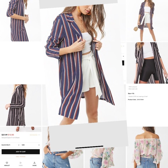 Striped open-front jacket - Picture 1 of 5